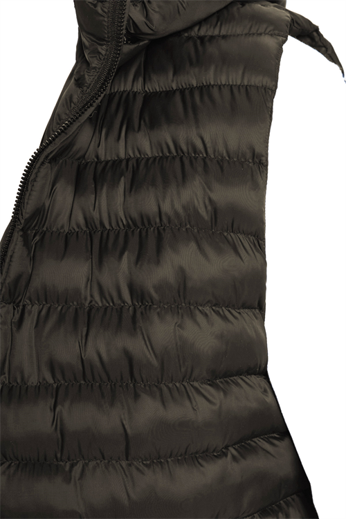 Erkek Slim Fit Dar Kesim Rüzgar Geçirmez Cepli Haki Çıkarılabilir Kapüşonlu Sıcak Tutan Şişme Yelek