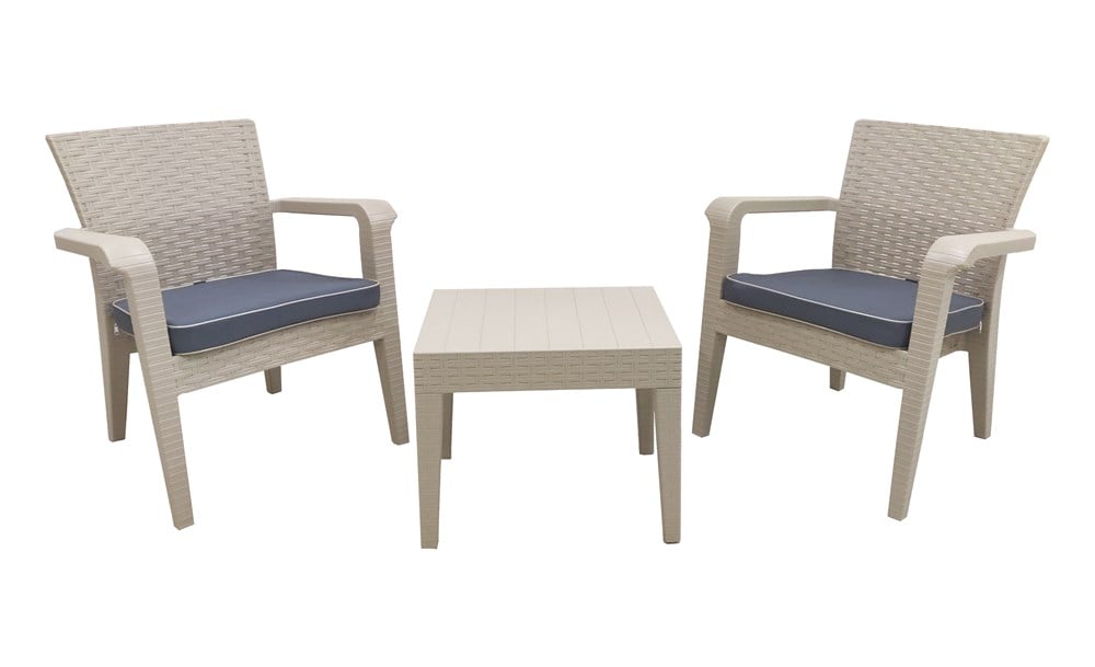 ALASKA PLASTİK RATTAN BALKON SETİ MİNDERLİ BEYAZ