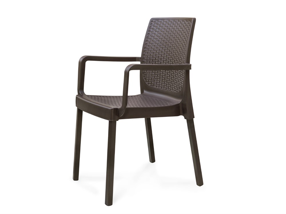Napoli Rattan Efektli Metal Ayaklı Plastik Sandalye Antrasit (4 Adet)