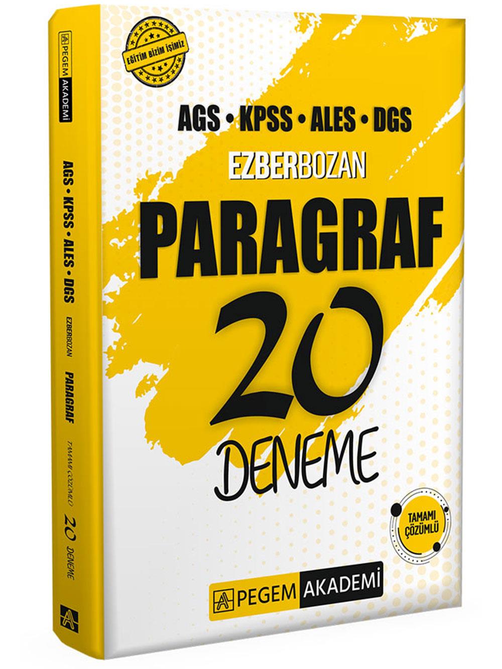 2024 Pegem Yayınları Ezberbozan KPSS ALES DGS Paragraf 20 Deneme
