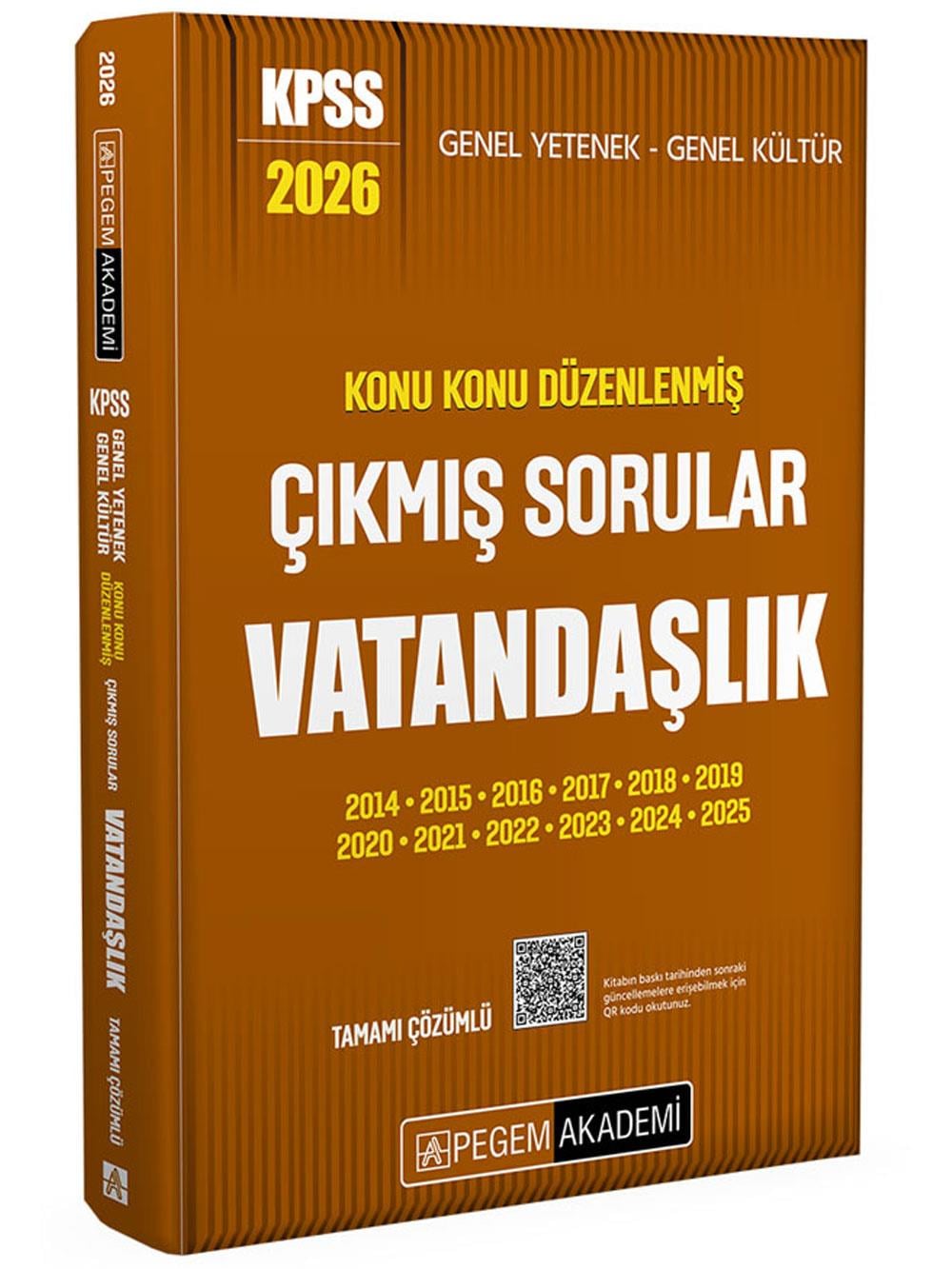 2026 Pegem Yayınları KPSS Genel Yetenek Genel Kültür Konu Konu Düzenlenmiş Tamamı Çözümlü Çıkmış Sorular VATANDAŞLIK
