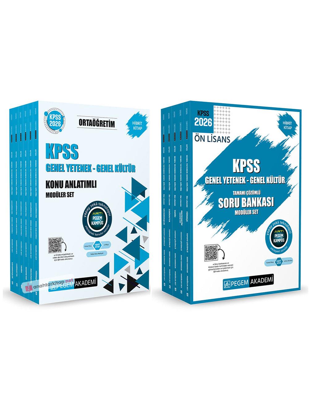 2026 Pegem Yayınları KPSS Genel Yetenek Genel Kültür Ortaöğretim Konu Anlatımlı + Soru Bankası Modüler Set 11 Kitap