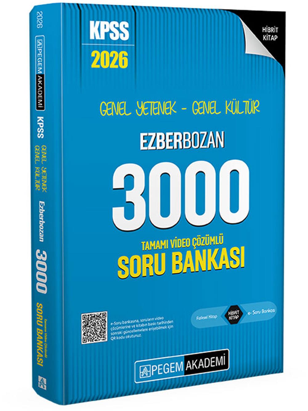 2026 Pegem Yayınları KPSS Genel Yetenek Genel Kültür Ezberbozan 3000 Tamamı Video Çözümlü Soru Bankası