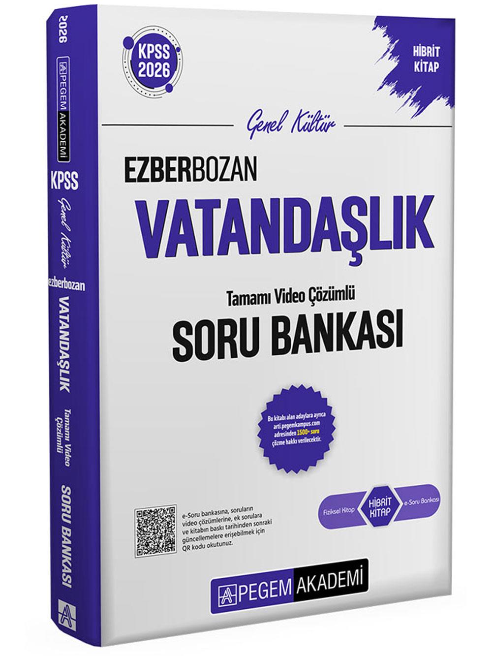 2026 Pegem Yayınları KPSS Genel Yetenek Genel Kültür Ezberbozan Vatandaşlık Tamamı Video Çözümlü Soru Bankası