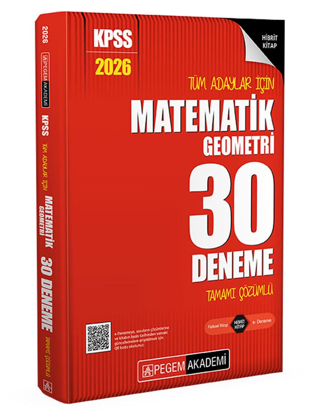 2026 Pegem Yayınları KPSS Tüm Adaylar İçin Matematik-Geometri 30 Deneme Tamamı Çözümlü