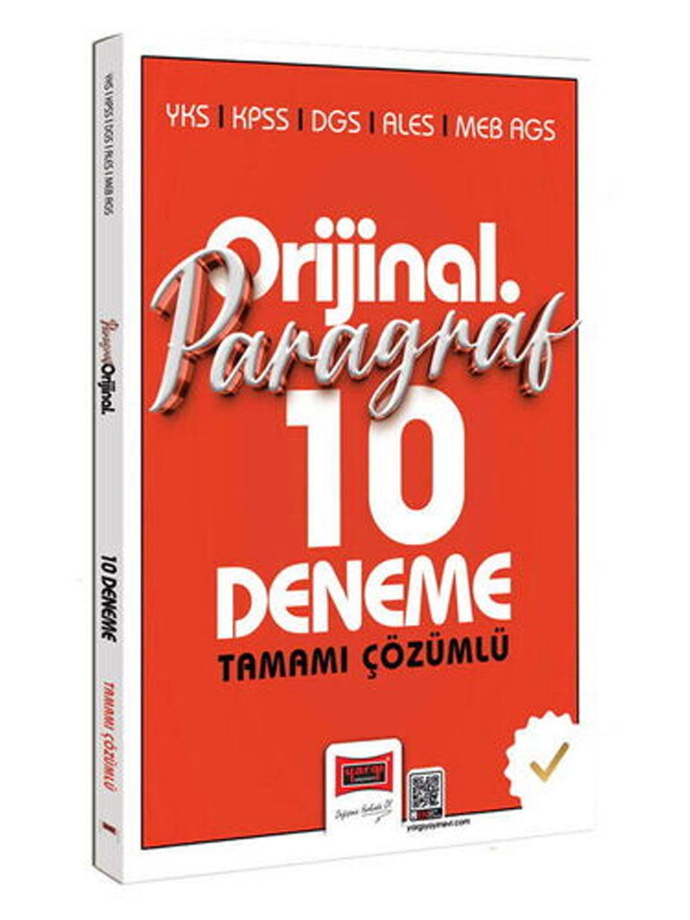 2026 Yargı Yayınları YKS KPSS DGS ALES MEB-AGS Orijinal Paragraf Tamamı Çözümlü 10 Deneme