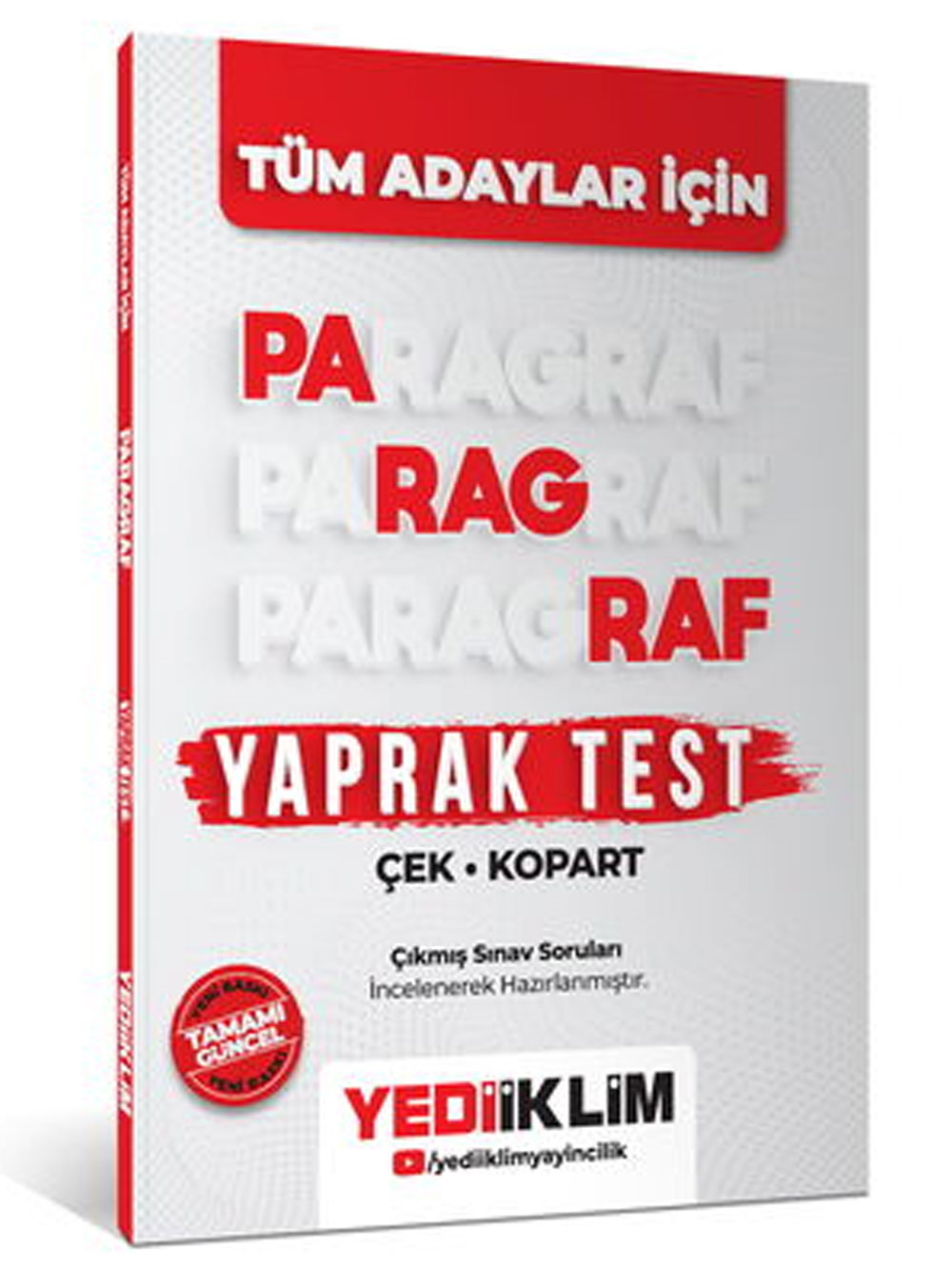 2026 Yediiklim Yayınları Tüm Adaylar İçin Paragraf Çek Kopart Yaprak Test