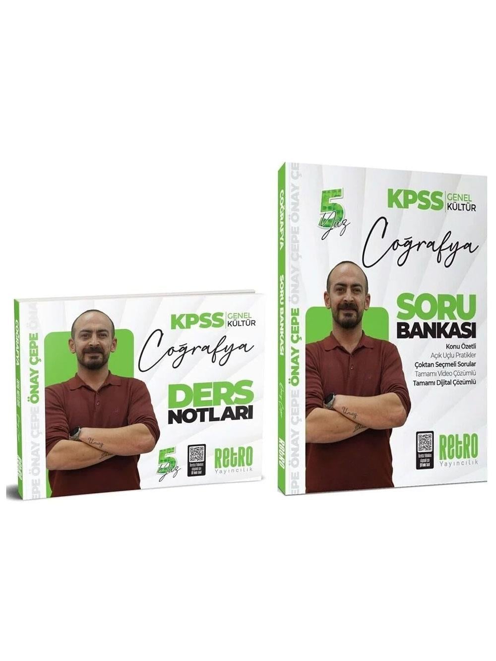 Retro Yayıncılık 2026 KPSS Coğrafya 5Yüz Ders Notları + Soru Bankası 2 li Set - Önay Çepe