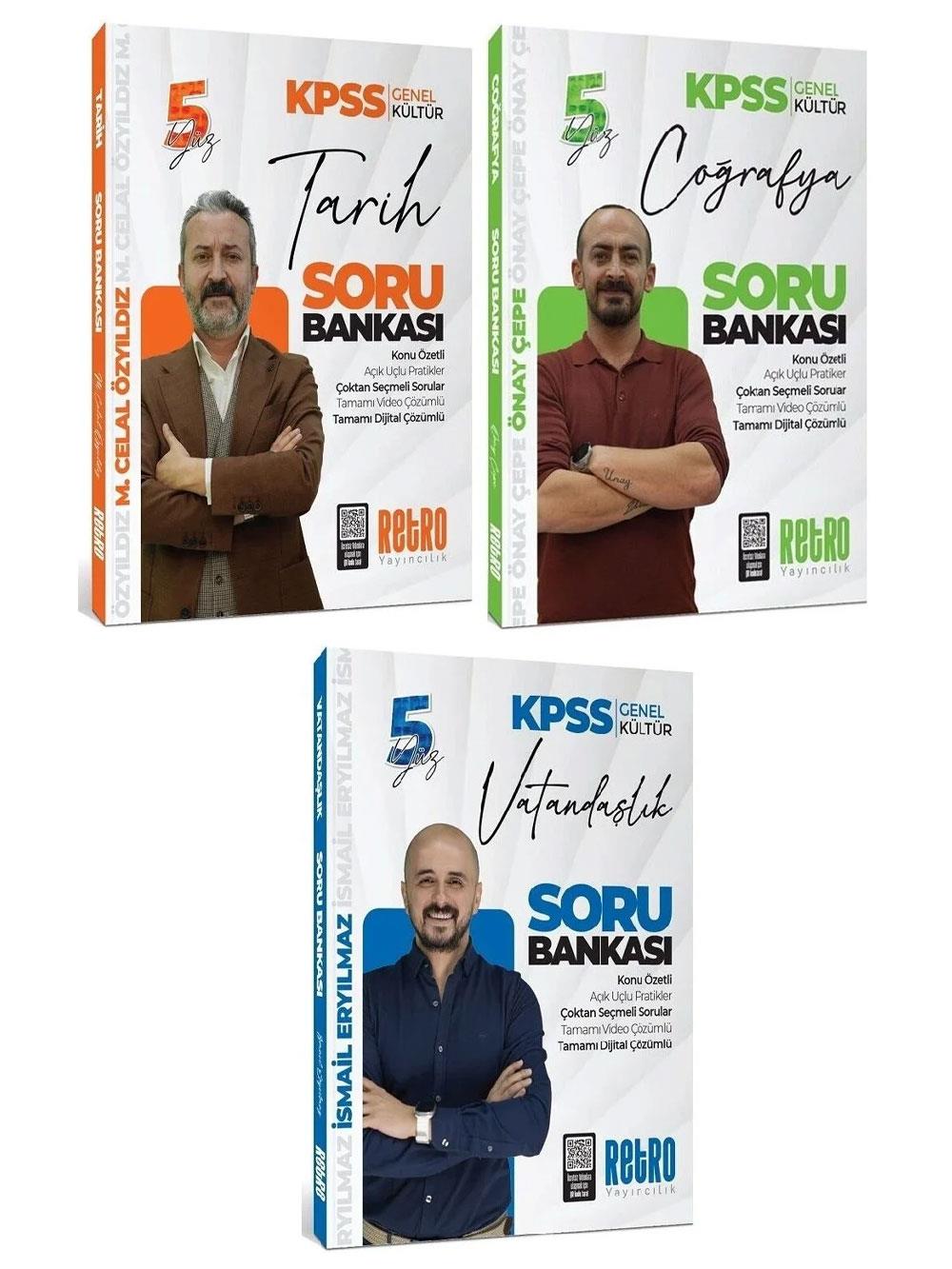 Retro Yayıncılık 2026 KPSS Genel Kültür Tarih + Coğrafya + Vatandaşlık 5Yüz 3'lü Soru Bankası