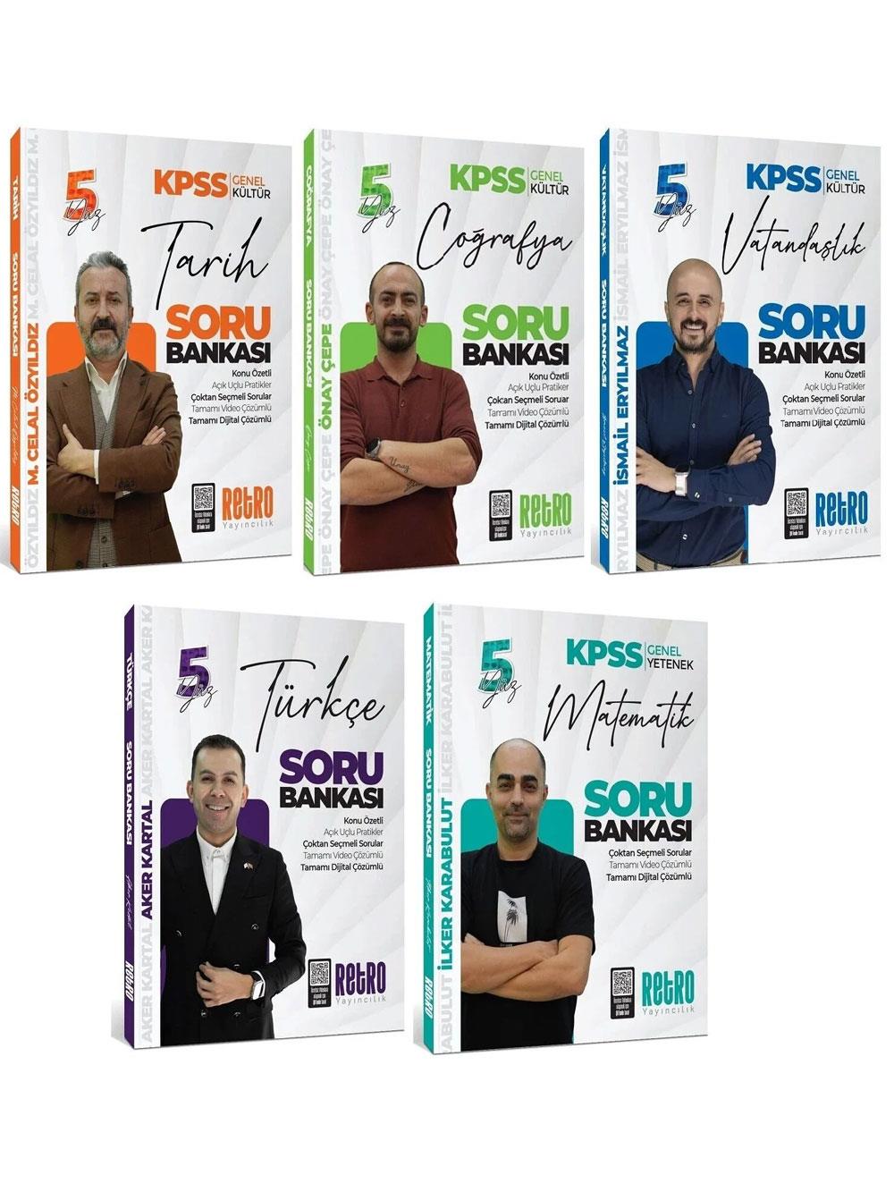 Retro Yayıncılık 2026 KPSS Genel Yetenek Genel Kültür 5Yüz Soru Bankası Seti (5 Kitap)