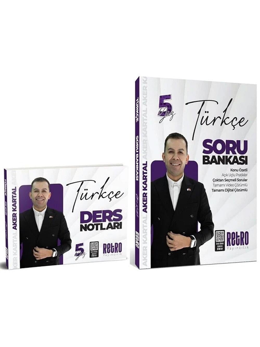Retro Yayıncılık 2026 KPSS Türkçe 5Yüz Ders Notları + Soru Bankası 2 li Set - Aker Kartal