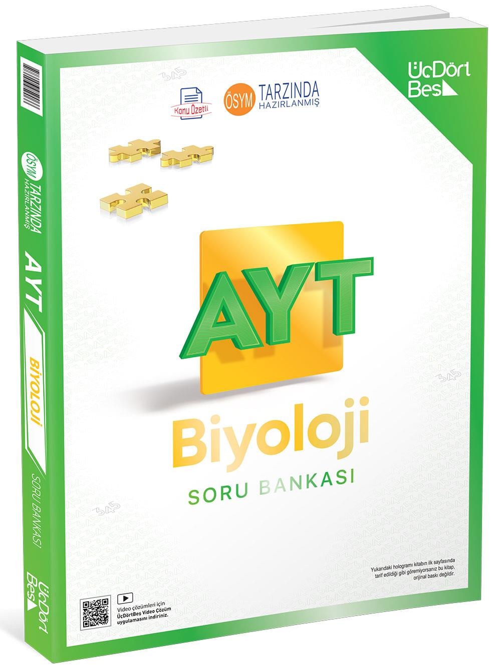 Üç Dört Beş 2026 YKS AYT Biyoloji Soru Bankası - Erdinç Çakıroğlu Üç Dört Beş Yayınları