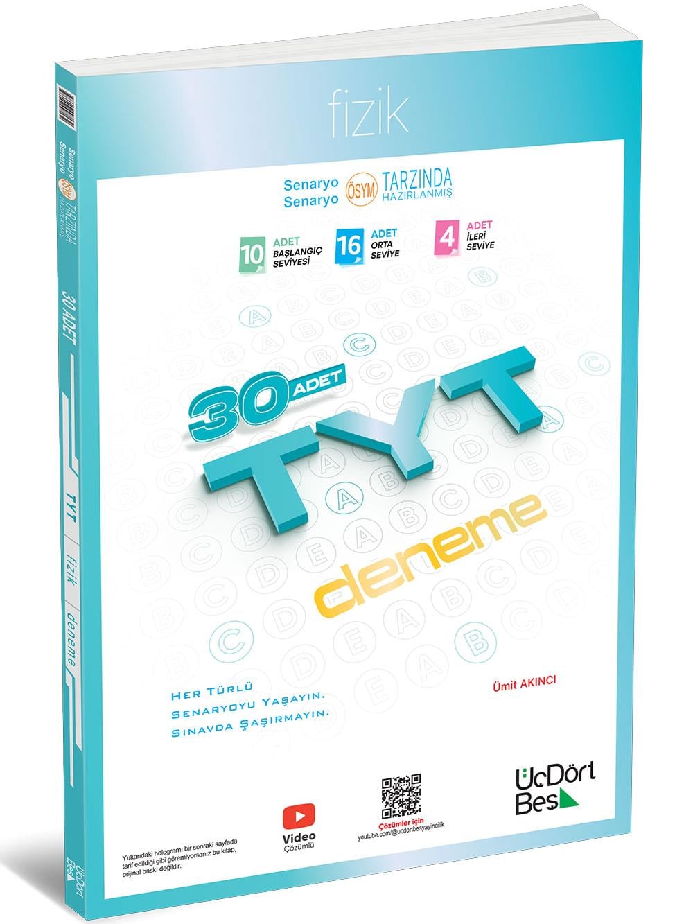 Üç Dört Beş 2026 YKS TYT Fizik 30 Deneme - Ümit Akıncı Üç Dört Beş Yayınları