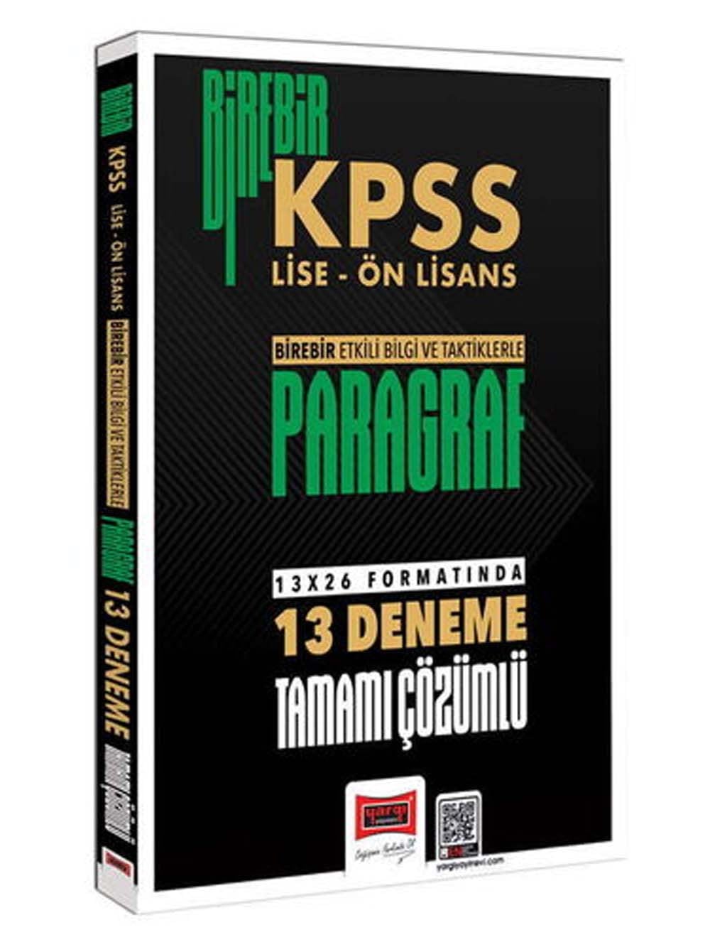 Yargı Yayınları 2026 Birebir KPSS - Lise - Önlisans Paragraf Tamamı Çözümlü 13 Deneme