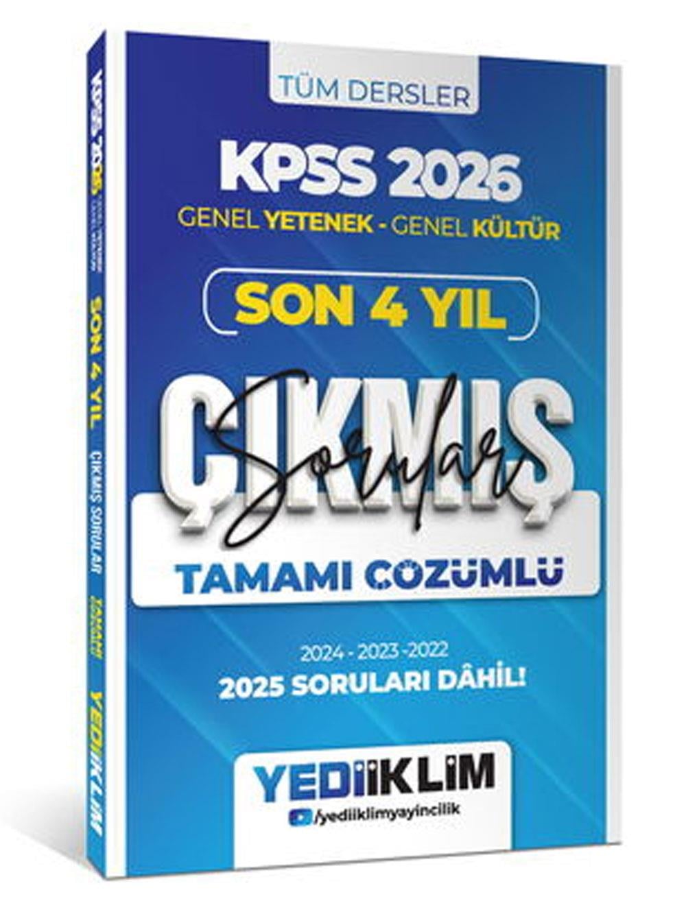 Yediiklim 2026 KPSS Genel Yetenek Genel Kültür Son 4 Yıl Tamamı Çözümlü Çıkmış Sorular