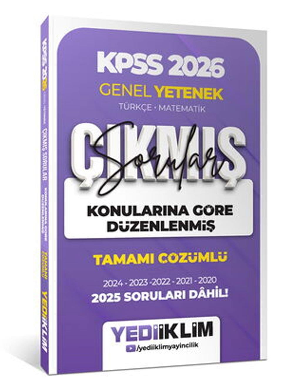 Yediiklim 2026 KPSS Genel Yetenek Konularına Göre Düzenlenmiş Tamamı Çözümlü Çıkmış Sorular