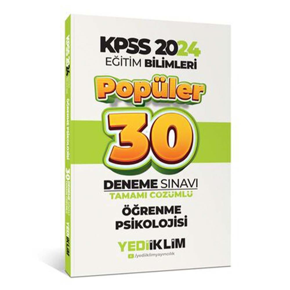 YEDİİKLİM YAYINLARI 2024 EĞİTİM BİLİMLERİ ÖĞRENME PSİKOLOJİSİ POPÜLER TAMAMI ÇÖZÜMLÜ 30 DENEME