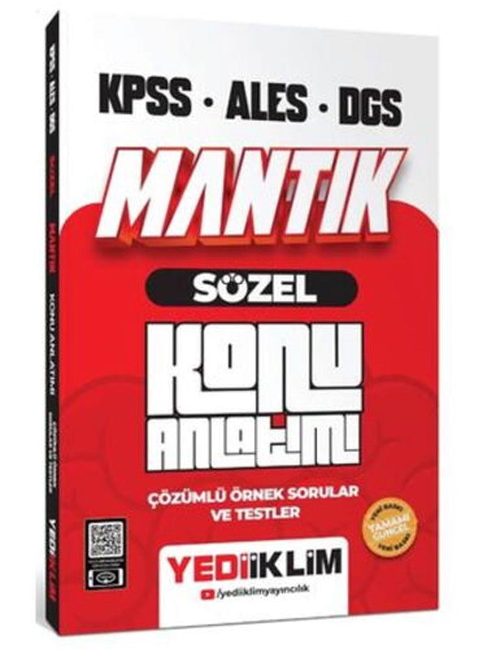 Yediiklim Yayınları 2024 KPSS - ALES - DGS Sözel Mantık Konu Anlatımı