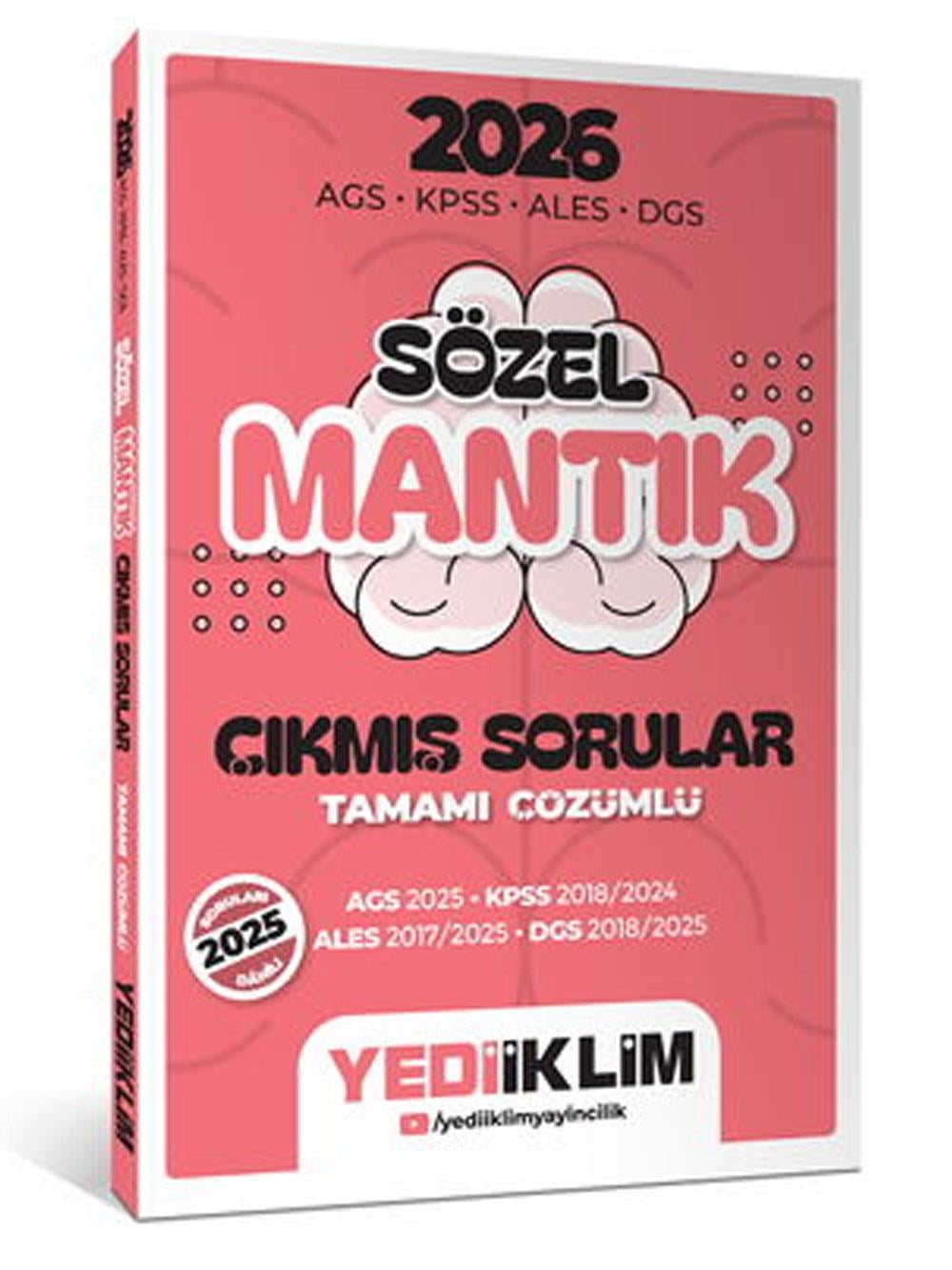 Yediiklim Yayınları 2024 KPSS ALES DGS Sözel Mantık Tamamı Çözümlü Çıkmış Sorular