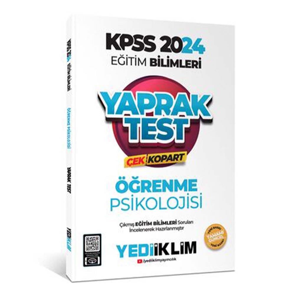 Yediiklim Yayınları 2024 KPSS Eğitim Bilimleri Öğrenme Psikolojisi Çek Kopart Yaprak Test