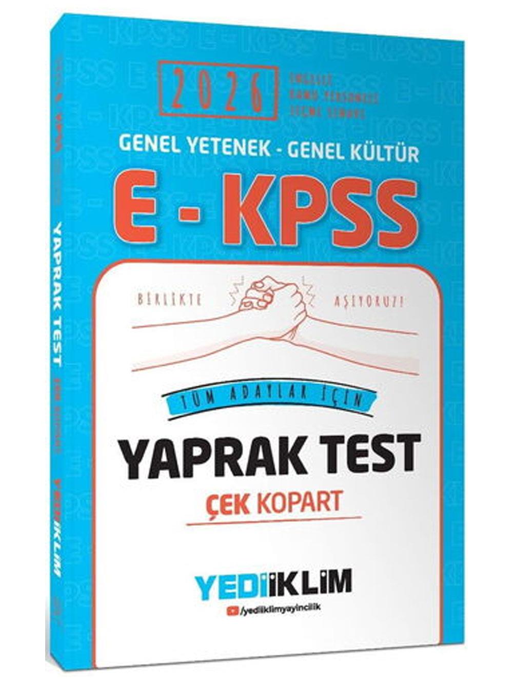YEDİİKLİM YAYINLARI 2026 E-KPSS GY-K Tüm Adaylar İçin Çek Kopart Yaprak Test