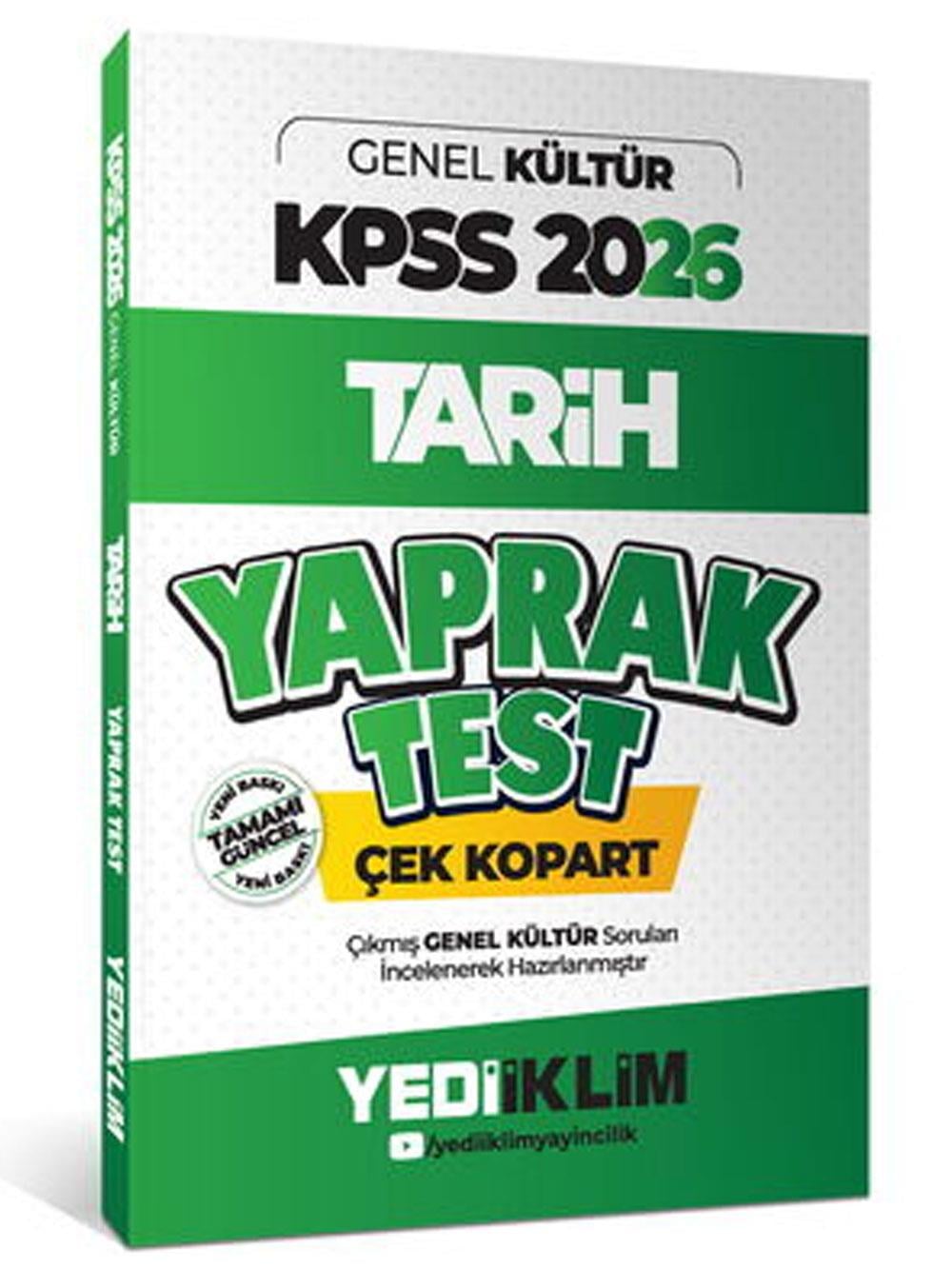 Yediiklim Yayınları 2026 KPSS-AGS Genel Kültür Tarih Çek Kopart Yaprak Test