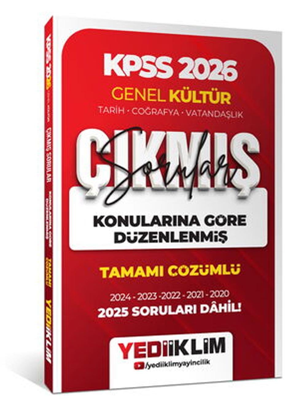 Yediiklim Yayınları 2026 KPSS Genel Kültür Konularına Göre Düzenlenmiş Tamamı Çözümlü Çıkmış Sorular
