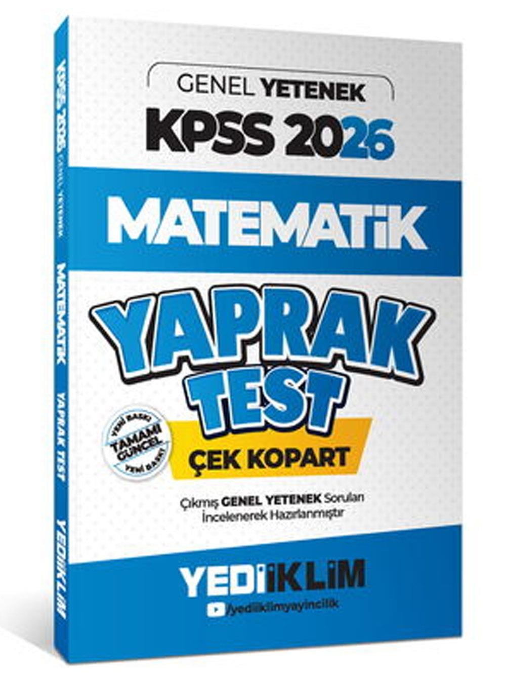 Yediiklim Yayınları 2026 KPSS Genel Yetenek Matematik Çek Kopart Yaprak Test
