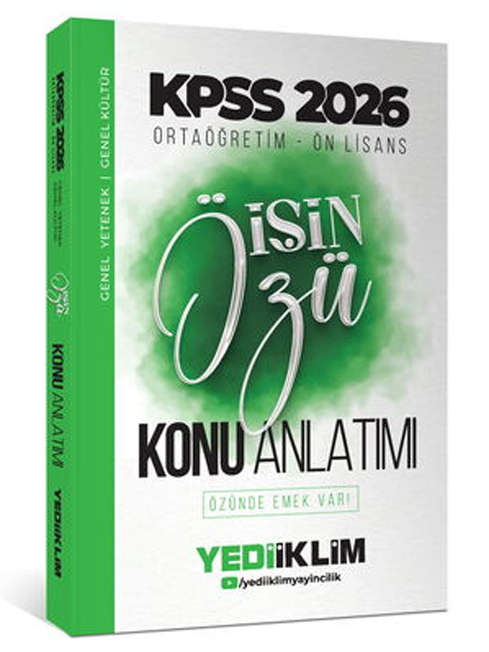 Yediiklim Yayınları 2026 Kpss Ortaöğretim-Önlisans İŞİN ÖZÜ Tek Kitap Tamamı Renkli Konu Anlatımı