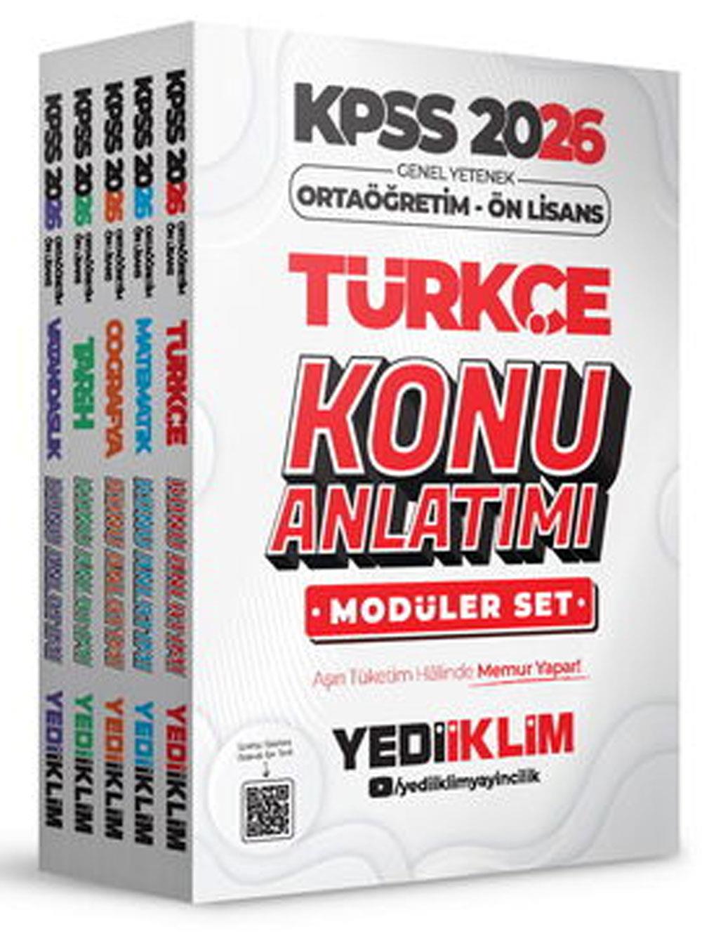 Yediiklim Yayınları 2026 KPSS Ortaöğretim Ön Lisans Genel Yetenek Genel Kültür Konu Anlatımı Modüler Set