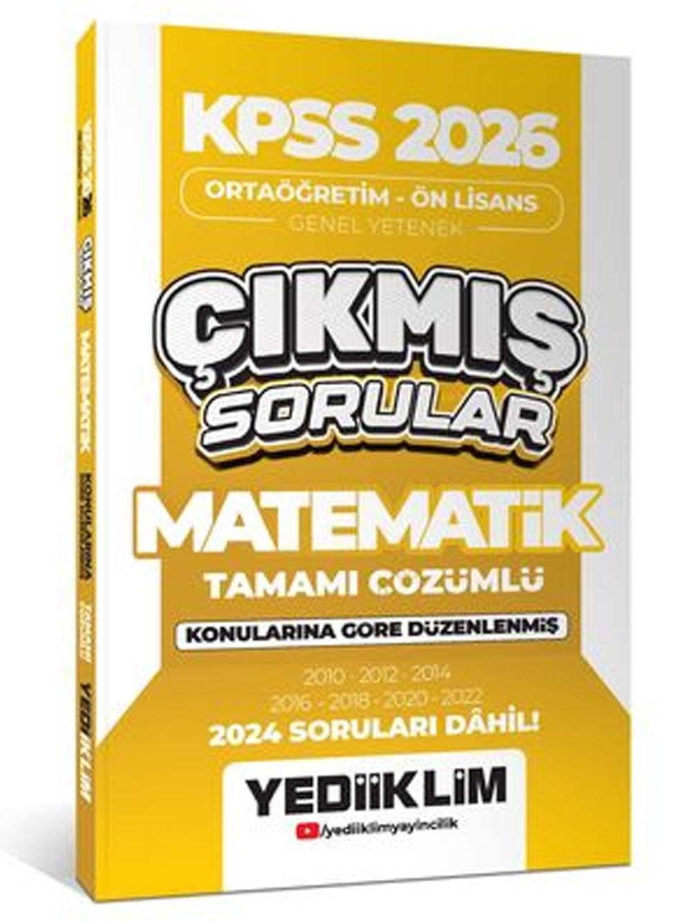 Yediiklim Yayınları KPSS 2026 Ortaöğretim-Önlisans Matematik Konularına Göre Çıkmış Sorular