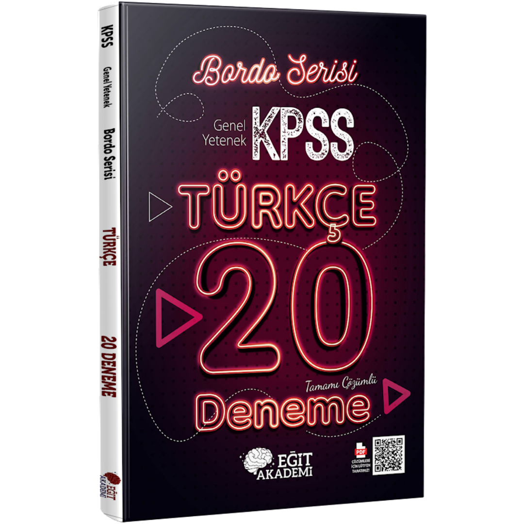 2024 KPSS Türkçe Tamamı Çözümlü 20 Bordo Deneme Sınavı Eğit Akademi