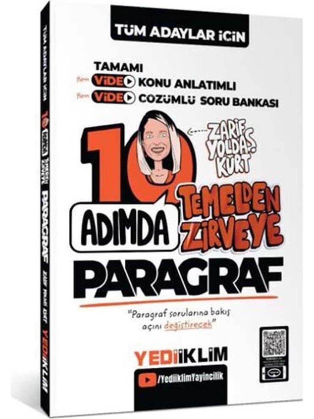 2025 Yediiklim Yayınları Tüm Adaylar İçin 10 Adımda Paragraf Video Konu Anlatımlı ve Video Çözümlü Soru Bankası