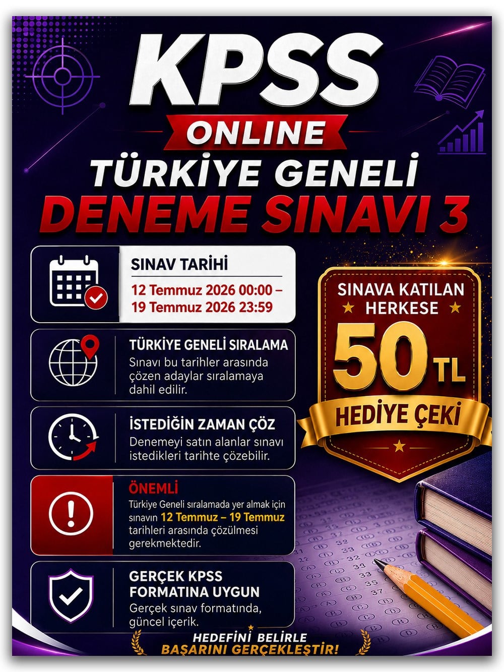 2026 KPSS'nin Anahtarı Genel Yetenek Genel Kültür Türkiye Geneli Deneme Sınavı 3