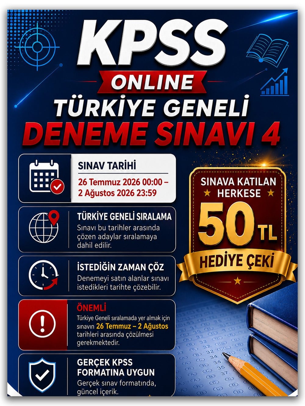 2026 KPSS'nin Anahtarı Genel Yetenek Genel Kültür Türkiye Geneli Deneme Sınavı 4