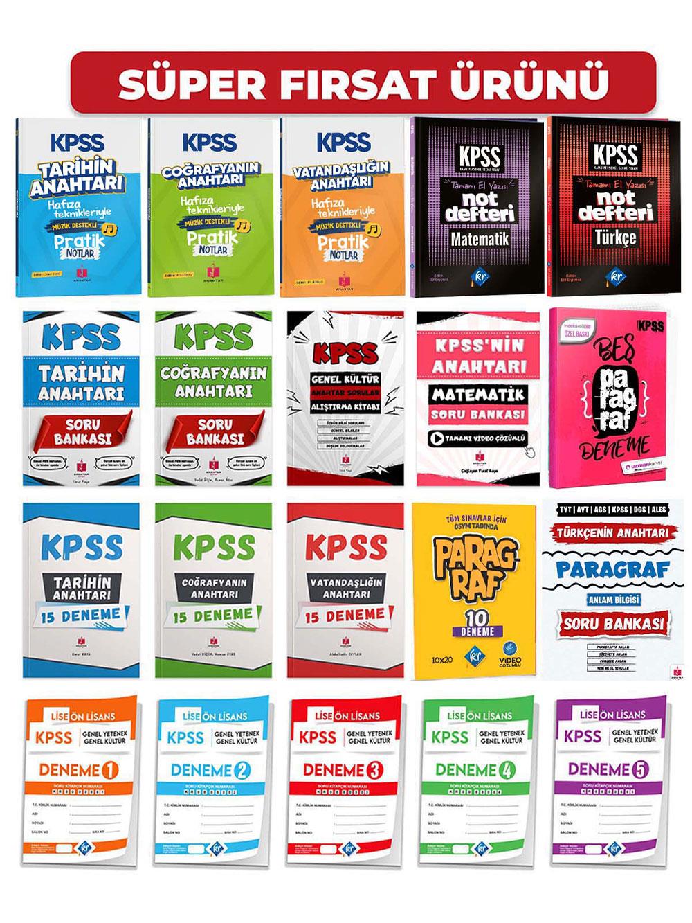 2026 KPSS'nin Anahtarı Lise Ön Lisans Süper Kamp Seti Genel Kültür Genel Yetenek Konu Soru Deneme 20 Kitap
