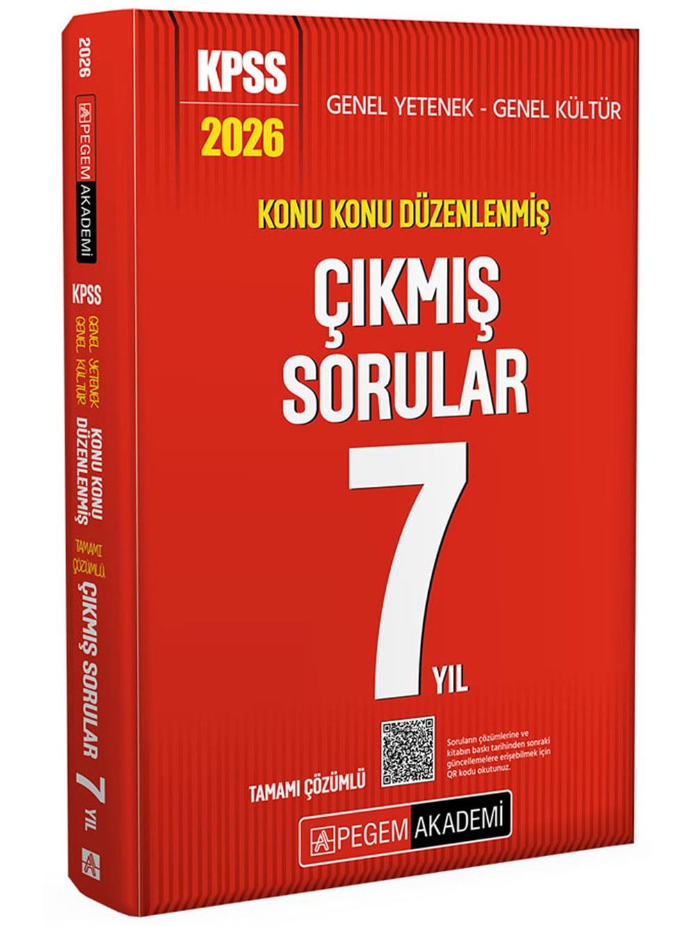 2026 Pegem Yayınları KPSS Genel Yetenek Genel Kültür Konu Konu Düzenlenmiş Tamamı Çözümlü Çıkmış Sorular 7 Yıl