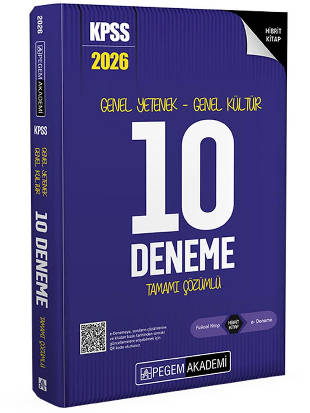 2026 Pegem Yayınları KPSS Genel Yetenek Genel Kültür Tamamı Çözümlü 10 Deneme