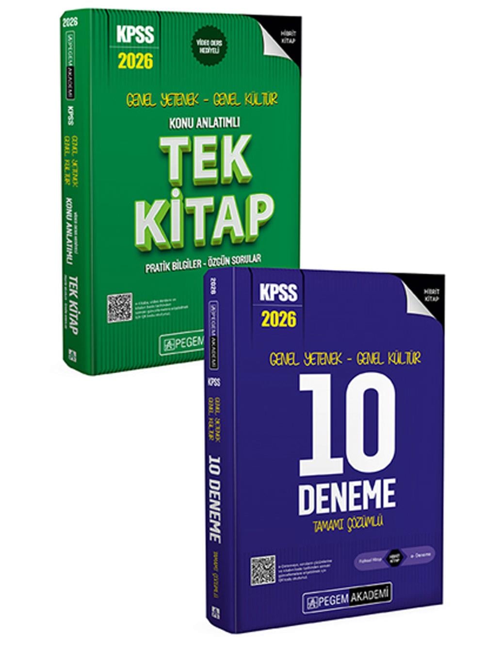 2026 Pegem Yayınları KPSS Genel Yetenek Genel Kültür Konu Anlatımlı Tek Kitap+ 2026 KPSS Genel Yetenek Genel Kültür Tamamı Çözümlü 10 Deneme Seti (2 Kitap)
