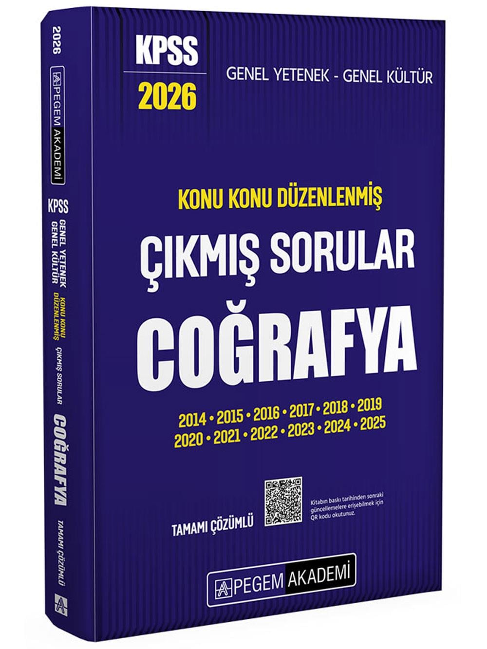 2026 Pegem Yayınları KPSS Genel Yetenek Genel Kültür Konu Konu Düzenlenmiş Tamamı Çözümlü Çıkmış Sorular COĞRAFYA