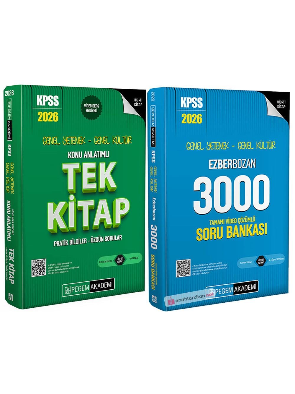2026 Pegem Yayınları KPSS Genel Yetenek Genel Kültür Konu Anlatımlı Tek Kitap + KPSS Genel Yetenek Genel Kültür Ezberbozan 3000 Tamamı Video Çözümlü Soru Bankası (2 Kitap)