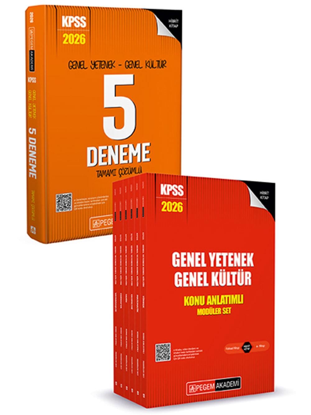 2026 Pegem Yayınları KPSS Genel Yetenek Genel Kültür Lisans Konu Anlatımlı Modüler Set - (6 Kitap) + 2026 KPSS Genel Yetenek Genel Kültür Tamamı Çözümlü 5 Deneme Seti (7 Kitap)