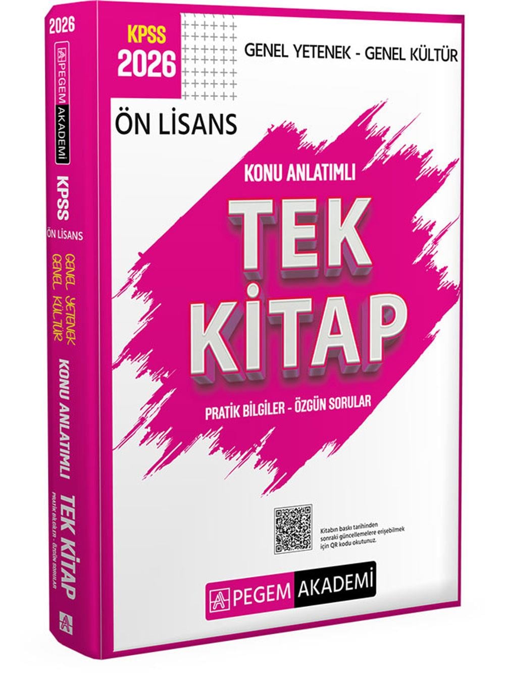 2026 Pegem Yayınları KPSS Genel Yetenek Genel Kültür Ön Lisans Konu Anlatımlı Tek Kitap