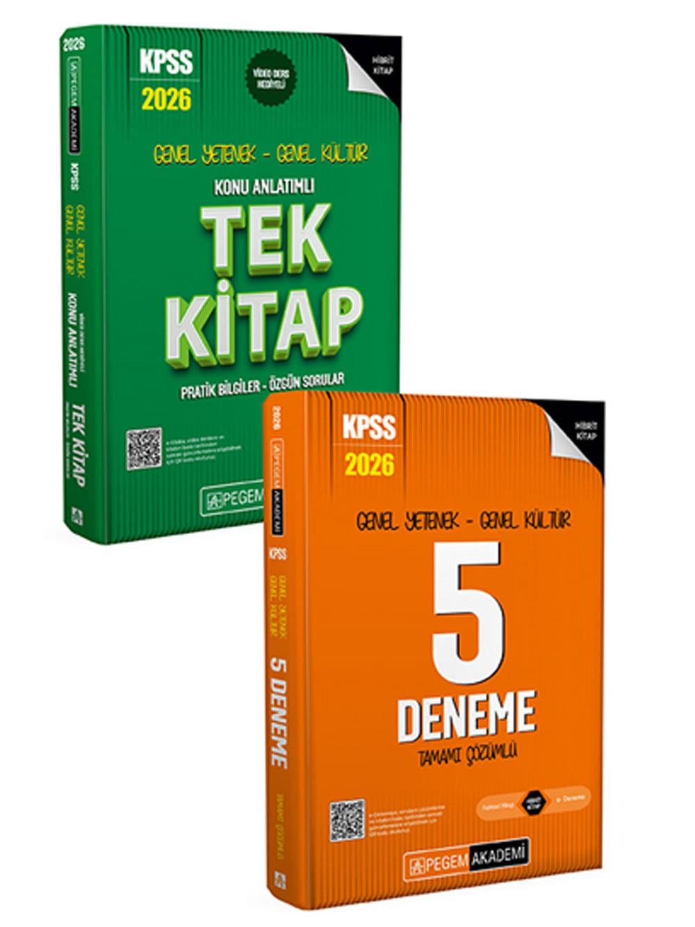 2026 Pegem Yayınları KPSS Genel Yetenek Genel Kültür Konu Anlatımlı Tek Kitap + 2026 KPSS Genel Yetenek Genel Kültür Tamamı Çözümlü 5 Deneme Seti (2 Kitap)