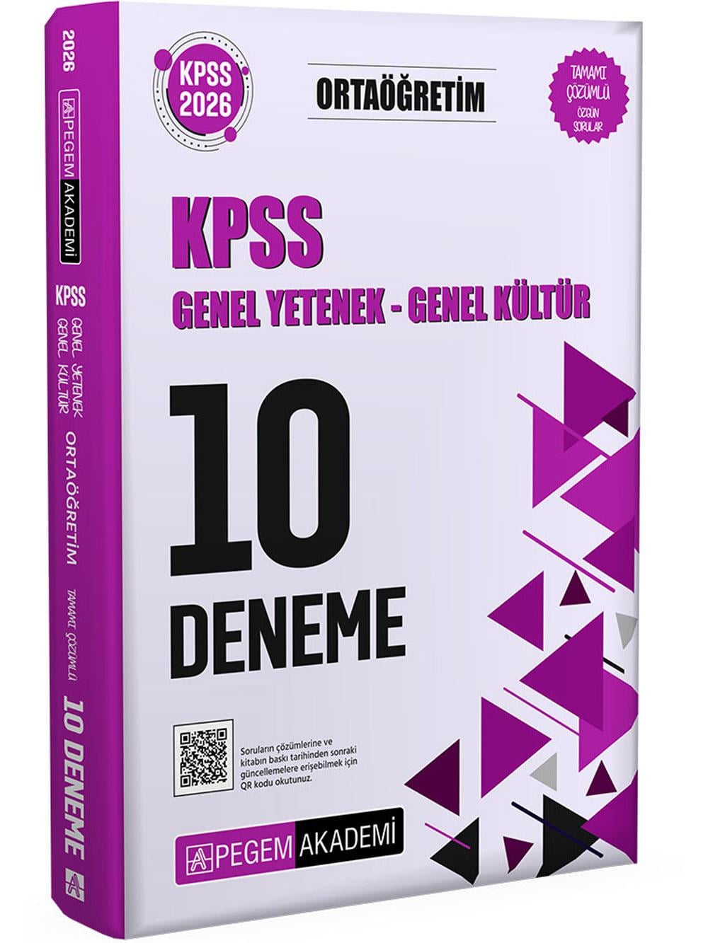 2026 Pegem Yayınları KPSS Genel Yetenek Genel Kültür Ortaöğretim Tamamı Çözümlü 10 Deneme
