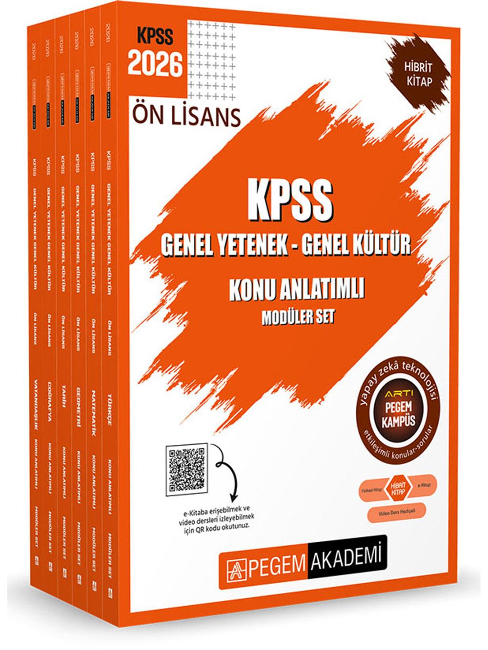 2026 Pegem Yayınları KPSS Ön Lisans Konu Anlatımlı Modüler Set Genel Yetenek Genel Kültür (6 Kitap)
