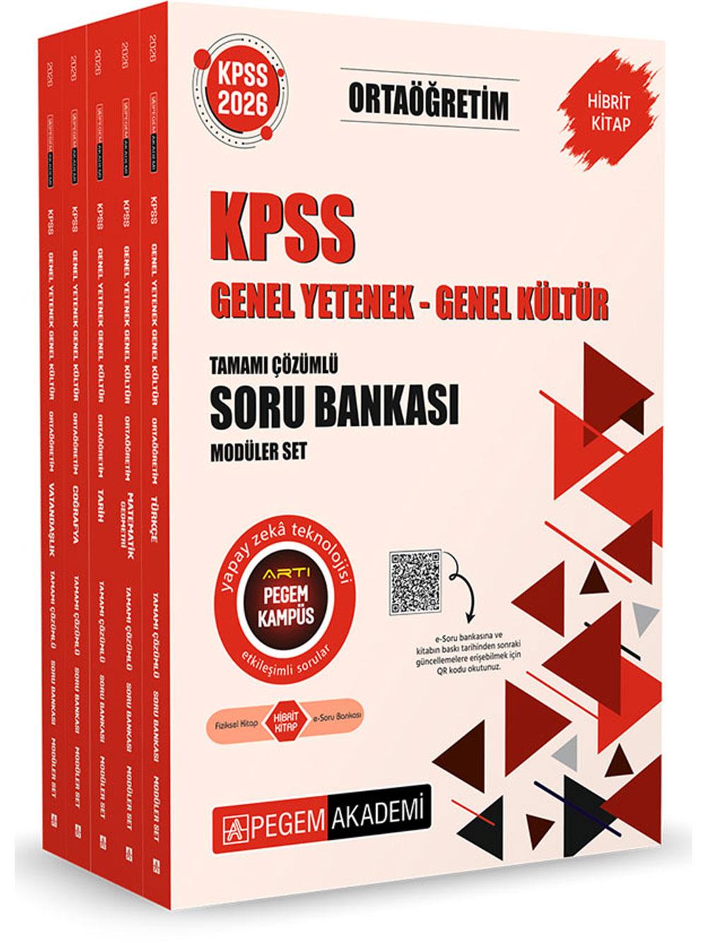 2026 Pegem Yayınları KPSS Ortaöğretim Soru Bankası Modüler Set Genel Yetenek Genel Kültür Tamamı Çözümlü (5 Kitap)