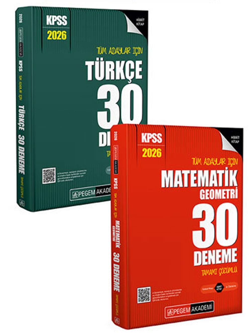 2026 Pegem Yayınları KPSS Tüm Adaylar İçin Türkçe + Matematik 60 Deneme Seti (2 Kitap)