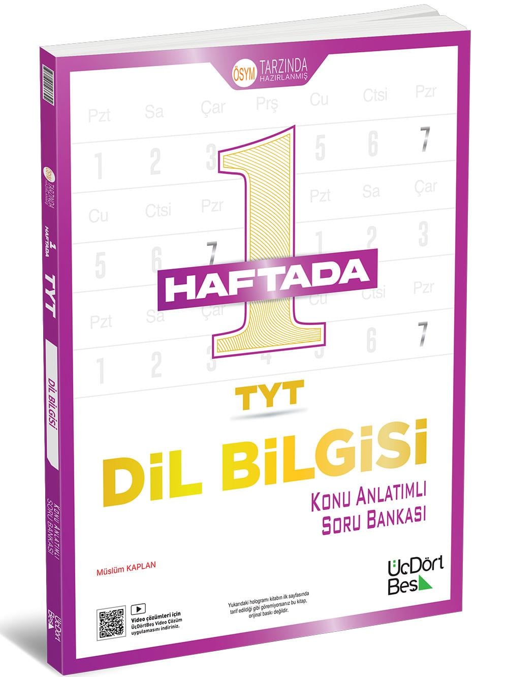 2026 TYT 1 Haftada TYT Dil Bilgisi Konu Anlatımlı Soru Bankası Üç Dört Beş Yayınları