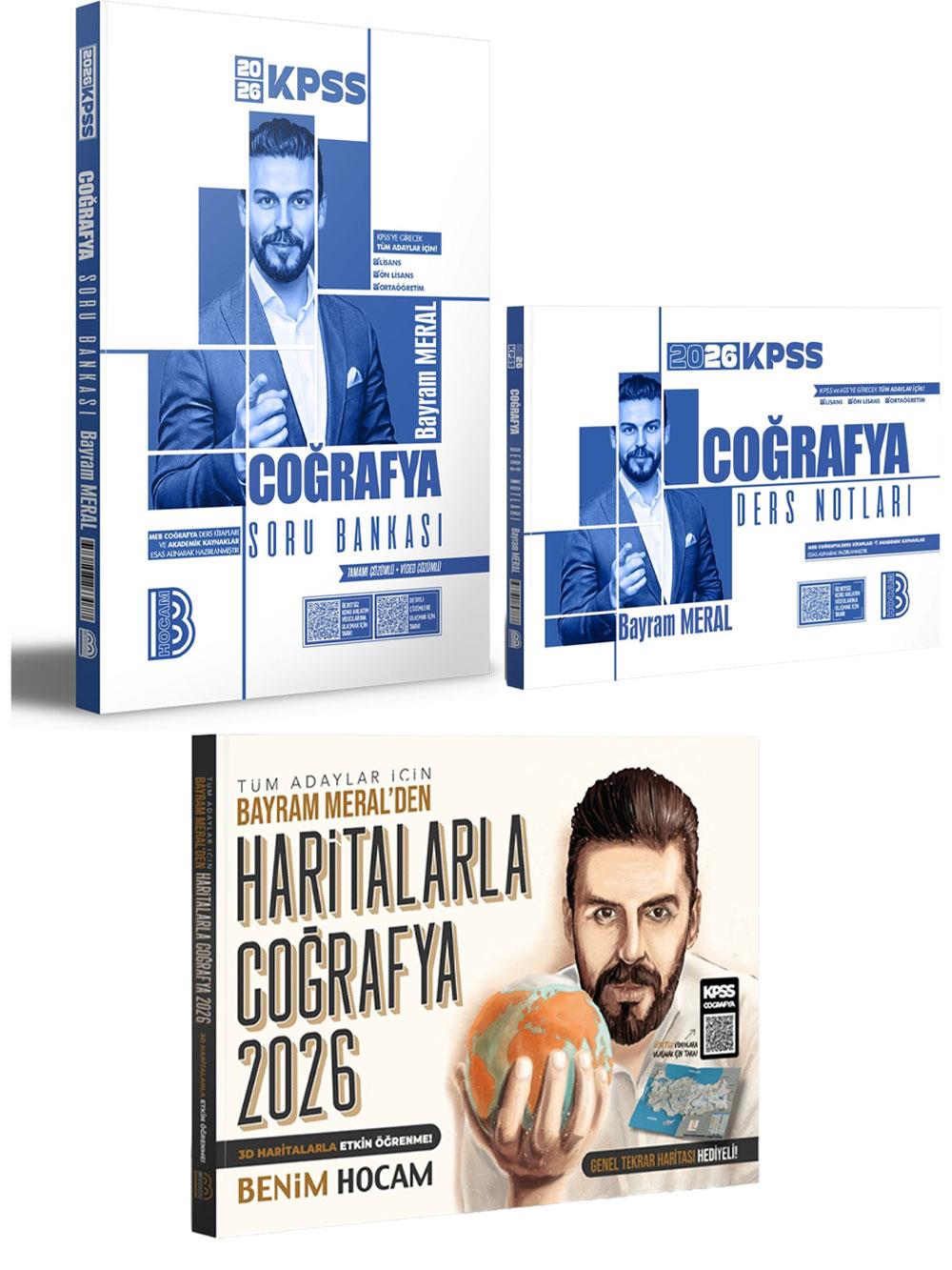 Benim Hocam 2026 KPSS Bayram Meral Süper Coğrafya Seti 3 Kitap (Soru Bankası + Ders Notları + Haritalarla Coğrafya)